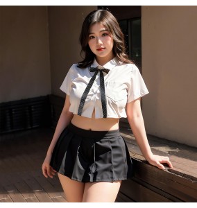 FEE ET MOI - Playful Polka Dot Bow School Uniform (Black - White)